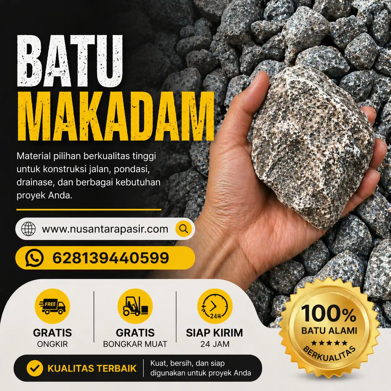 Jual batu makadam berkualitas 2026 untuk pengerasan jalan utama dan landasan alat berat pengiriman 24 jam Bogor