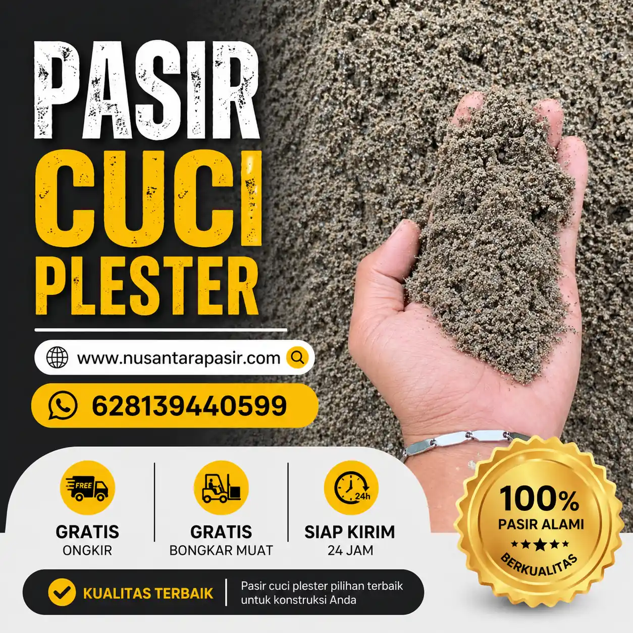 Jual pasir cuci plester berkualitas 2026 bebas lumpur untuk hasil dinding halus tanpa retak rambut pengiriman 24 jam Bogor