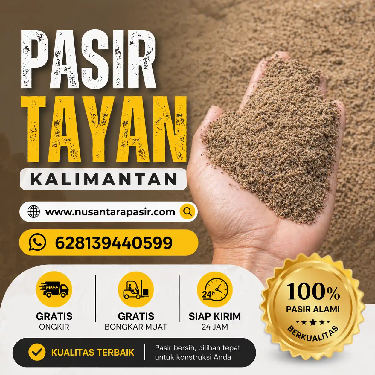 Jual pasir tayan berkualitas 2026 untuk plesteran dinding super halus dan pasangan granit pengiriman 24 jam Bogor
